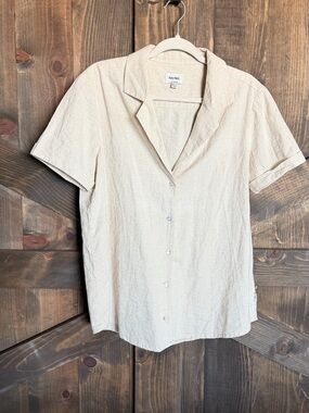 Rhythm. Natural Beige Short Sleeve Button-Up